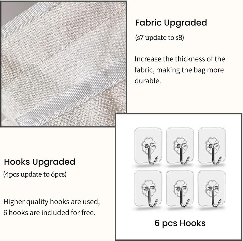 Kanrichu 2pcs Large Wall Hanging Organizer Bag, Linen Fabric Door Hanging Storage Baskets with Pockets, Waterproof Bin for Kitchen, Bedroom, Office, RV Camper (White) - Image 4